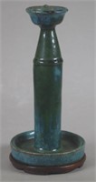 Chinese green glaze ceramic candlestick