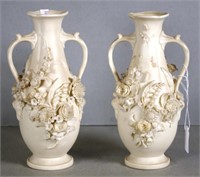 Pair vintage Parian Ware vases