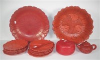Collection Chinese cinnabar lacquered  tableware