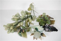 Collection Chinese carved greenstone fruit pieces