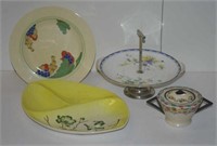 Four art deco era plates and bowls