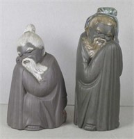 Two Lladro Chinese monk figures