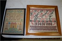 2 old samplers one is 14 1/2 by 11 1/4 and other