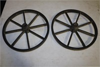 2 Steel wheels possibly off a childs wagon 14