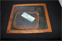 Slate chalk boards including large one that is