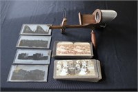 Vintage Stereoscope with 4 glass slides and 28