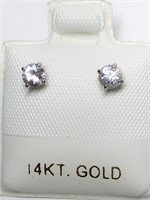$120. 14KT Gold White Sapphire Earrings
