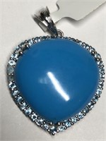$1100. S/Silver Blue Topaz(2ct) Tourquoise Pendant