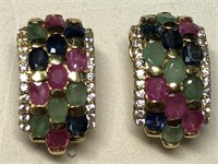500. S/Silver Sapphire, Emerald Earrings