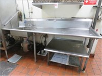 7' SS DIRTY DISH TABLE W/SINK & RINSE WAND