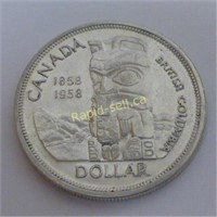 1958 Silver Canadian B.C. Commemorative Dollar Coi