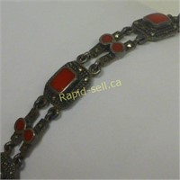 Sterling Silver & Red Coral Bracelet