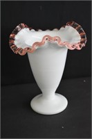 Fenton Pink Silver Crest Vase