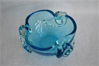 Vintage Aqua Art Glass Dish 5"