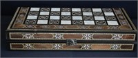 Ornate Inlaid Checkers / Backgammon Game Set
