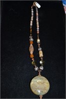 STONE BEADED ARTIST MADE NECKLACE 16"