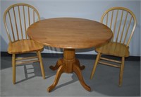 Maple Dining Table & Two Hoop Back Chairs