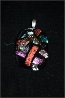 ARTIST MADE FUSED GLASS PENDANT 1 1/2"