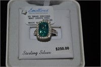 STERLING SWAROVSKI MINT GREEN RING SIZE 7