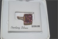 7 1/4 STERLING RING PURPLE/WHITE SWARVOSKI