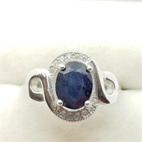 $160 S/Sil Sapphire CZ Ring