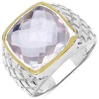 $100  Rhodium Plated Rose Quartz Ring