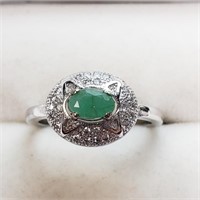 $160 S/Sil Emerald CZ Ring