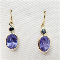 $2500 14K Tanzanite Blue Diamonds Earrings