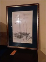 Drawing of sail boats by Beth Ann 1980