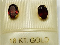 $300. 18KT Gold Garnet Earrings
