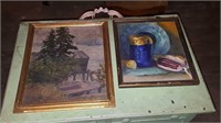 (2)pc's of art; oil on board signed B. Robinson,