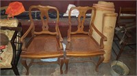 Pair of cane bottom chairs