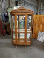 Curved glass curio cabinet as is
