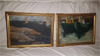 (2)oil on boards; water and boat scenes unsigned