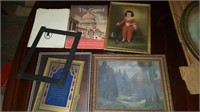 (7 items) oil on canvas unsigned, print w/child