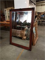 Large rectangular beveled edge wall mirror