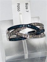 $450 S/Silver BlackDia(0.28ct) & W.Dia(0.16ct)Ring