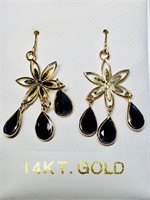 $1400. 14KT Gold Blue Sapphires(~ 2.90ct) Earrings