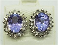 $7600 14K Tanzanite  Diamond Earrings