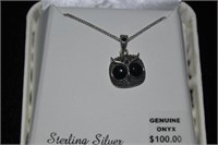 OWL MARCASITE STERLING NECKLACE