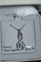 STERLING LC WHITE SAPPHIRE PENDANT NECKLACE
