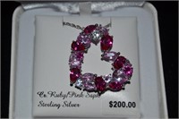 STERLING HEART PENDANT NECKLACE 1"