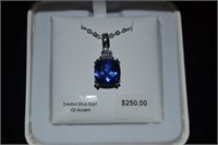 STERLING LC SAPPHIRE PENDANT NECKLACE