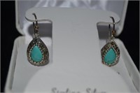 STERLING MARCASITE HANGING EARRINGS