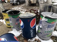 6 pop barrel coolers (damaged)