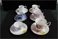 6 COLLECTOR CUPS AND SAUCERS INCLUDES 1 ANTIQUE