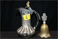 5" MEXICO METAL PITCHER AND 1992 BRASS CHRISTMAS