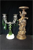 MARBLE BASE 4 ARM CANDLABRA AND PILLAR CANDLE