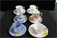 6 COLLECTOR CUPS AND SAUCERS INCLUDES 1 BLUE