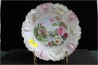 10 1/2" CABBAGE ROSE BOWL MARKED: GERMANY